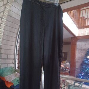 Eagle's Eye Women's 100% Linen Pants SZ 14 Black